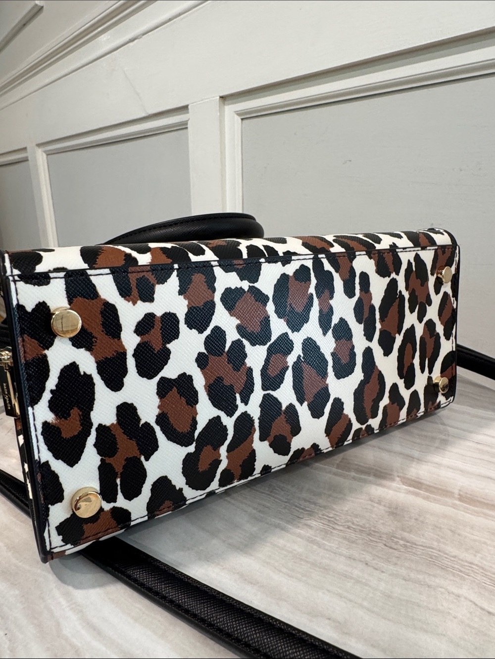 kate spade Bag Small Madison Spotted Animal Black & Brown Leopard Print Satchel - Picture 12 of 17